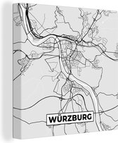 Canvas Schilderij Duitsland - Stadskaart - Plattegrond - Würzburg - Kaart - 50x50 cm - Wanddecoratie