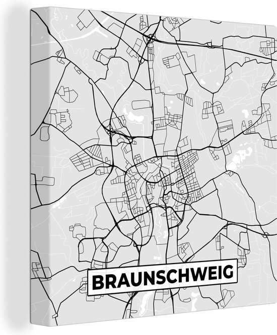 Canvas Schilderij Duitsland - Stadskaart - Plattegrond - Braunschweig - Kaart - Wanddecoratie