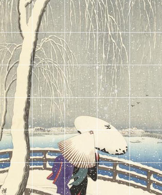 IXXI In the Snow on Yanagibashi - Wanddecoratie - Winter - 100 x 120 cm