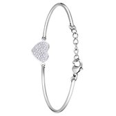 Lucardi Dames Armband hart met kristal - Staal - Armband - Cadeau - Moederdag - 20 cm - Zilverkleurig