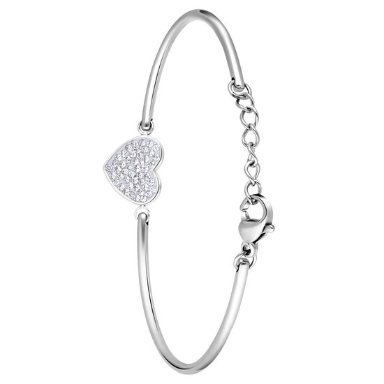 LivLiv - Bracelet acier coeur avec cristal