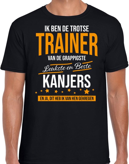Foto: Trotse trainer van kanjers cadeau t shirt zwart voor heren kado voor een sport trainer l