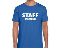 Staff member tekst t-shirt blauw heren - evenementen crew / personeel shirt XXL