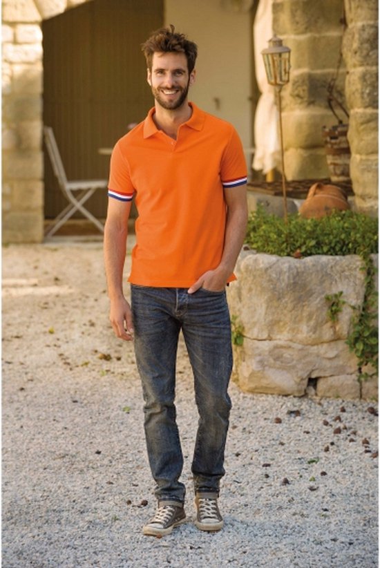 Polo orange Hollande pour homme - Supporter / fan des Pays-Bas Vêtements du jour du roi - Championnat d'Europe / Coupe du monde de football - Jeux Olympiques - Vêtements d'habillage de Formule 1 L
