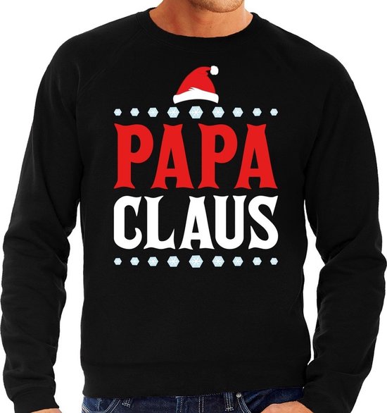 Grote maten foute Kersttrui / sweater - Papa Claus- zwart voor heren - plus size kerstkleding / kerst outfit XXXL