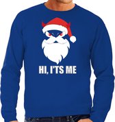 Devil Santa Kerstsweater / Kerst trui hi its me blauw voor heren - Kerstkleding / Christmas outfit S