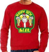 Grote maten foute Kersttrui / sweater - oud en nieuw / nieuwjaar trui - happy new beer / bier - rood voor heren - kerstkleding / kerst outfit XXXXL