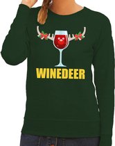 Foute kersttrui/sweater - wijn - Winedeer - groen - voor dames - kersttruien XS