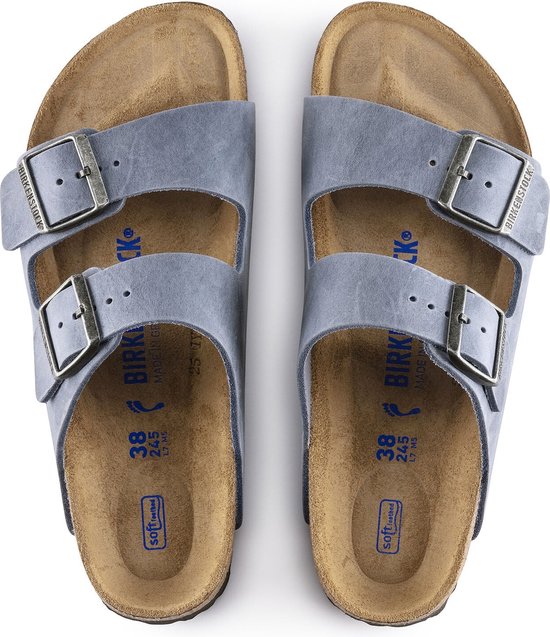 Slippers Birkenstock Arizona Dusty Blue Coupe étroite | Bleu | Nubuck | Taille 43