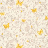 Exclusief luxe behang Profhome 343253-GU vliesbehang licht gestructureerd met bloemmotief glinsterend geel goud crèmewit 7,035 m2