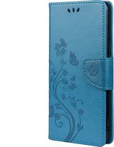 Mobigear Telefoonhoesje geschikt voor Samsung Galaxy A23 Hoesje | Mobigear Flowers Bookcase Portemonnee | Pasjeshouder voor 2 Pasjes | Telefoonhoesje voor Pinpas / OV Kaart / Rijbewijs - Blauw