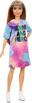 Barbie Fashionista pop - Gekleurd jurkje