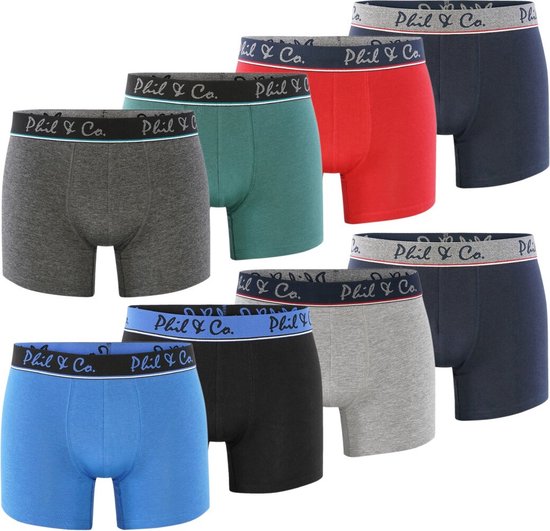 Phil & Co Boxers Hommes Multipack 8-Pack Couleurs Assorti - L