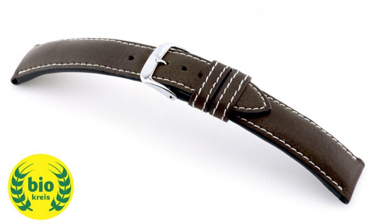 Horlogeband Weilheim Donkerbruin - Leer - 18mm