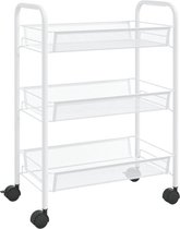 Bol.com vidaXL - Keukentrolley - 3-laags - 46x26x54 - cm - ijzer - wit aanbieding