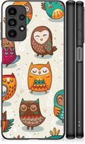 Coque de téléphone idéale comme cadeau pour les Filles Samsung Galaxy A13 4G Phone Bag avec bordure noire Happy Owls