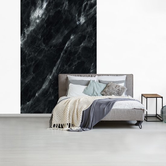 Behang - Fotobehang Marmer - Zwart - Luxe - Breedte 225 cm x hoogte 350 cm