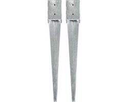 vidaXL - Grondpinnen - 2 - st - 10x10x76 - cm - gegalvaniseerd - staal - zilverkleurig