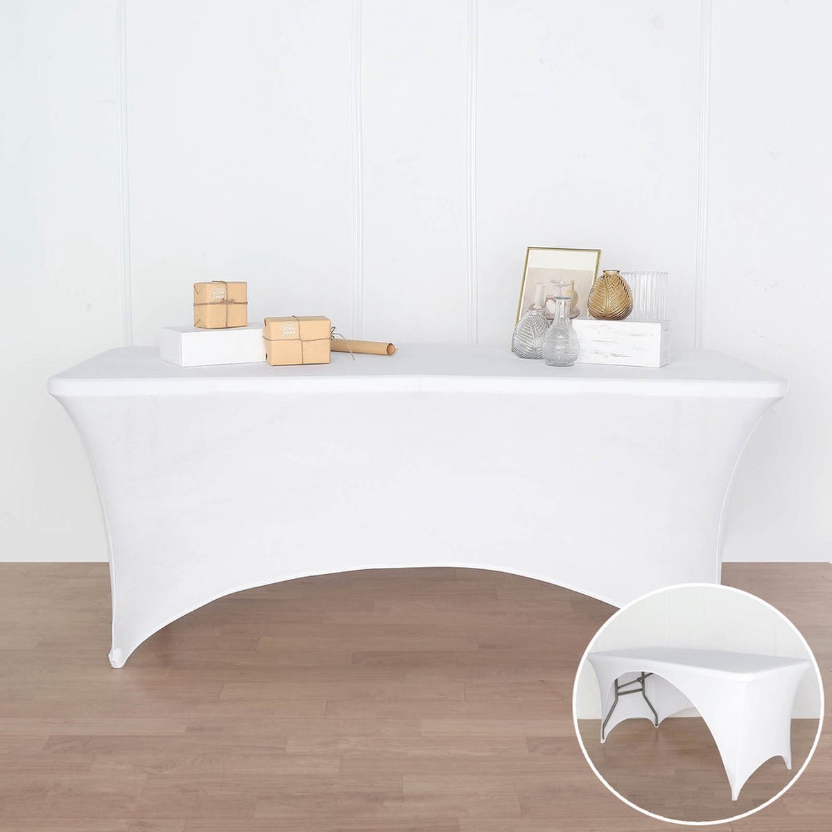 Perel Hoes voor Tafel Wit Stretch Rechthoekig 180x75x74 cm Perel Hoes voor Tafel Wit Stretch Rechthoekig 180x75x74 cm