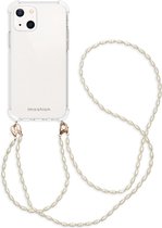 iMoshion Hoesje Geschikt voor iPhone 13 Hoesje Met Koord - iMoshion Backcover met koord + armband - Parels - transparant