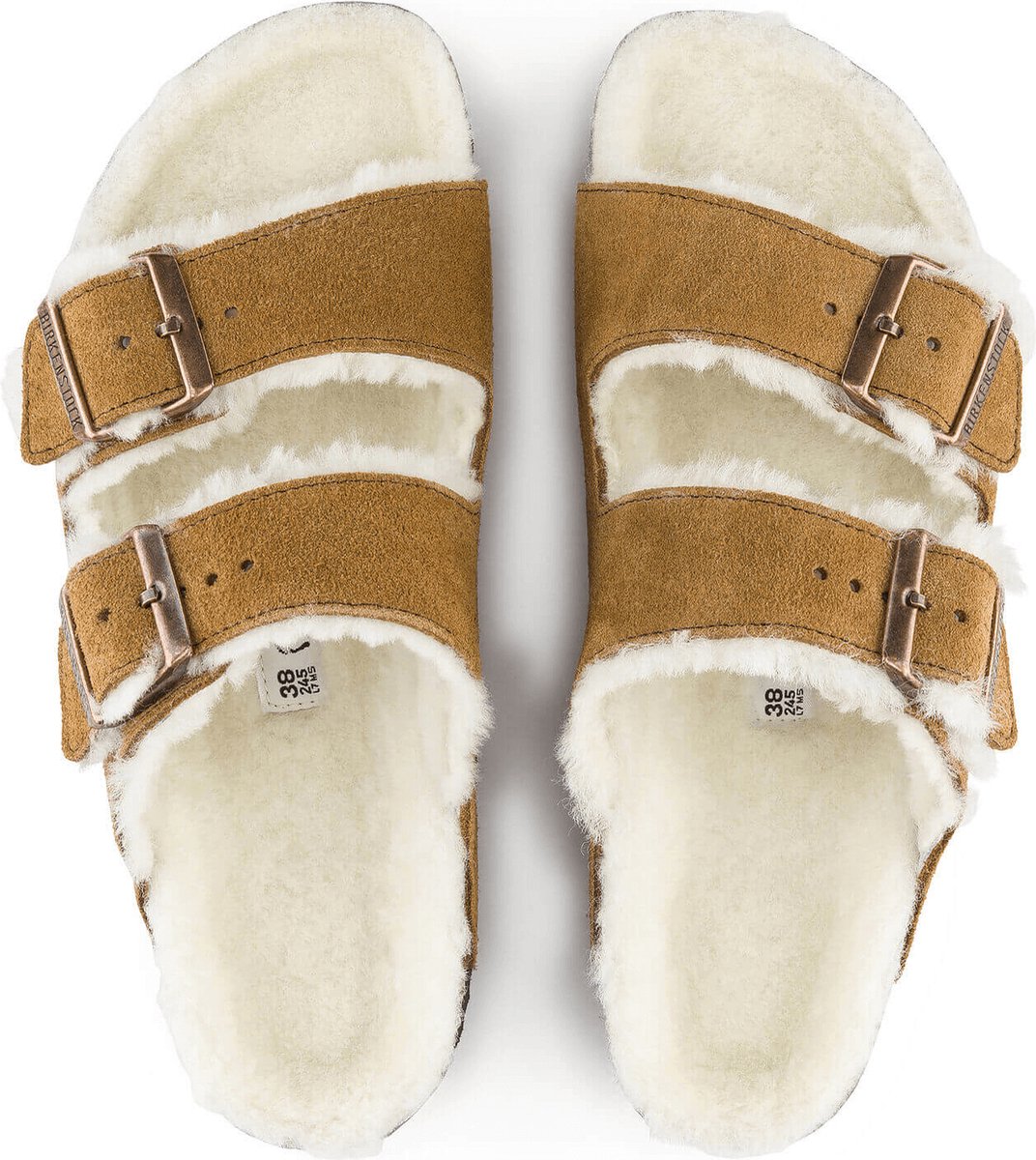 Birkenstock Arizona Shearling Dames Slippers Mink Regular-fit Suède Bruin