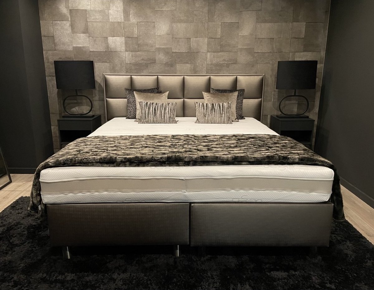dreambedden Boxspring 160x210 Tripoli - Incl. prestige matras - HR45 Koudschuim - 7-zones Pocketvering - Hotel Chique Verona Silver