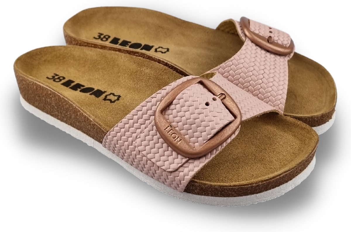 Sandalen pink light - Leon sandals - heerlijk voetbed - leren riem - Echt top kwaliteit - goede prijs/kwaliteit - gaat jaren mee - maat 38