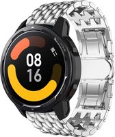 Stalen Smartwatch bandje - Geschikt voor Xiaomi Watch S1 / Watch S1 Pro / Watch 2 Pro stalen draak band - zilver - Strap-it Horlogeband / Polsband / Armband