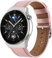 Strap-it Smartwatch bandje leer - geschikt voor Huawei GT / GT 2 / GT 3 / GT 3 Pro 46mm / GT 2 Pro / GT Runner / Watch 3 - Pro - roze