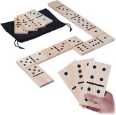 Relaxdays domino spel 28-delig - groot - houten dominostenen - set - kinderen volwassenen