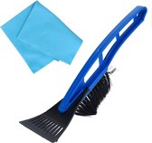 Vitres de voiture robustes Grattoir à glace avec brosse bleu 31 cm avec chiffon anti-buée - Trucs de gel d'hiver