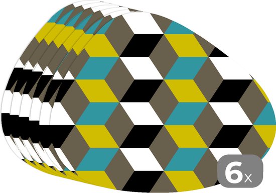 Set de table bio - Napperons bio - Blocs - Blocs - Motifs - 3D - 6 pièces