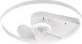 LED Plafondlamp met Ventilator - Plafondventilator - Trion Borkino - 30W - Aanpasbare Kleur - Afstandsbediening - Dimbaar - Rond - Mat Wit - Aluminium