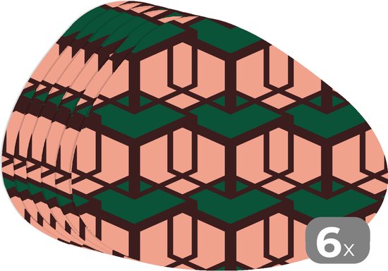 Set de table bio - Napperons de table bio - Blocs - Cube - Motifs - 3D - 6 pcs