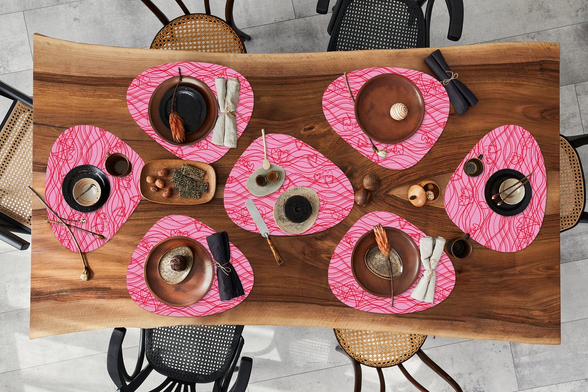 Placemat organisch - Placemats organic - Onderleggers - Valentijn - Design - Liefde - 8 stuks
