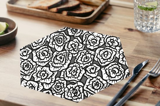 Napperons de table hexagon - Sets de table Sets de table - Set de table hexagone - Meiden - Roses - Motifs - 10 pièces
