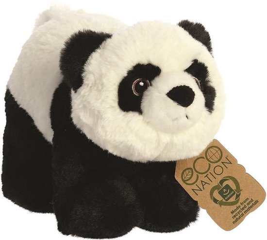 Pluche dieren knuffels zwart/witte panda van 23 cm - Knuffeldieren pandas speelgoed