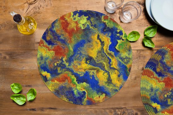 Sets de table ronds - Dessous de verre - Napperons ronds - Abstrait - Motifs - Peinture - 6 pièces