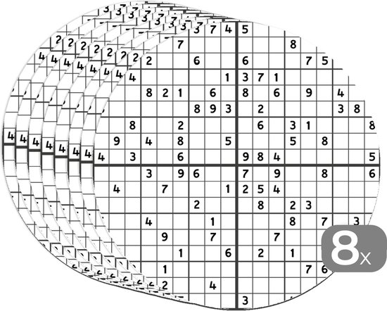 Riet Roestig Schuldig Ronde placemats - Onderlegger - Placemats rond - Sudoku - Puzzel - Patroon  - 8 stuks | bol.com