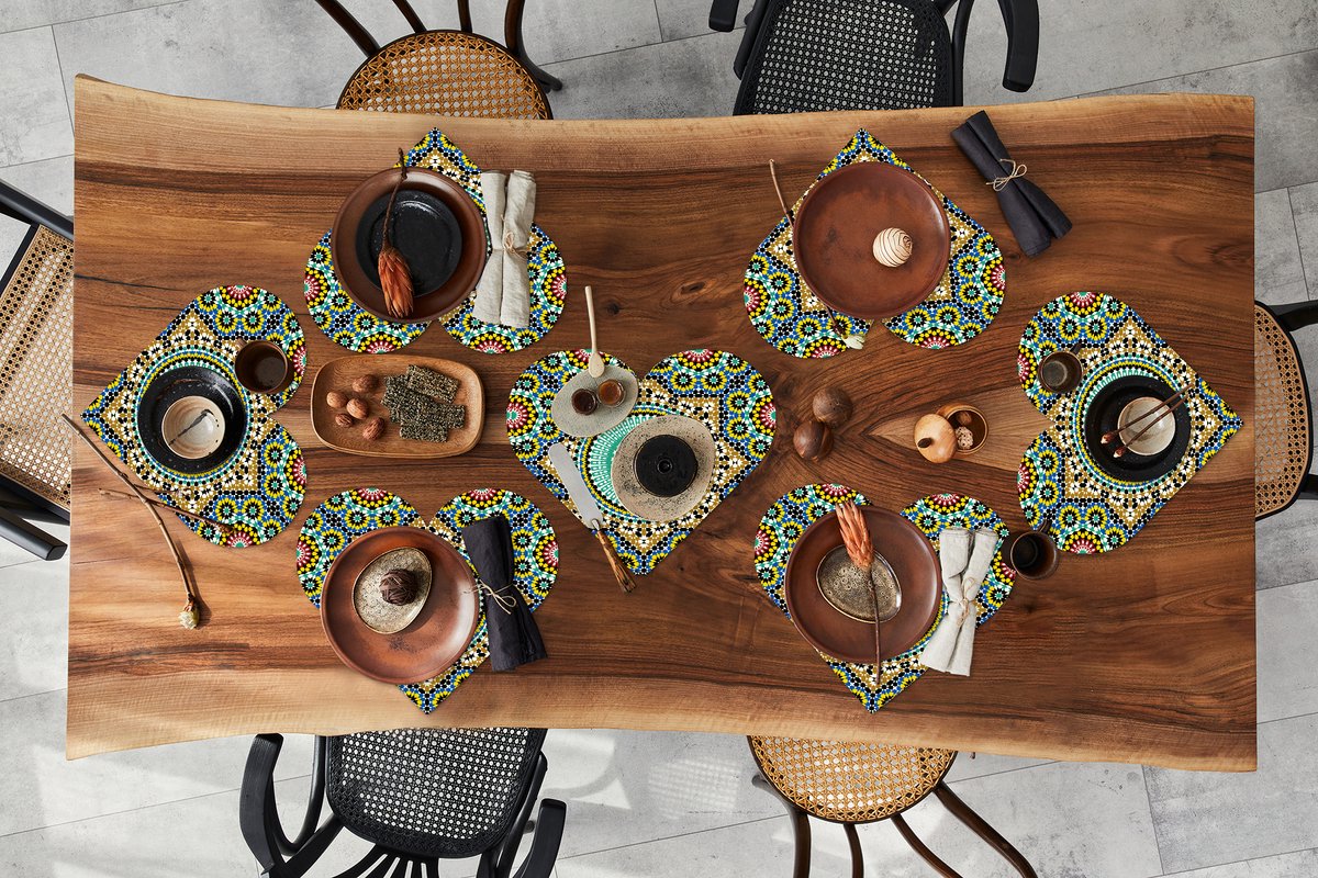 Onderleggers - Placemats - Placemats hartje - Mozaïek - Patronen - Mandala - 8 stuks