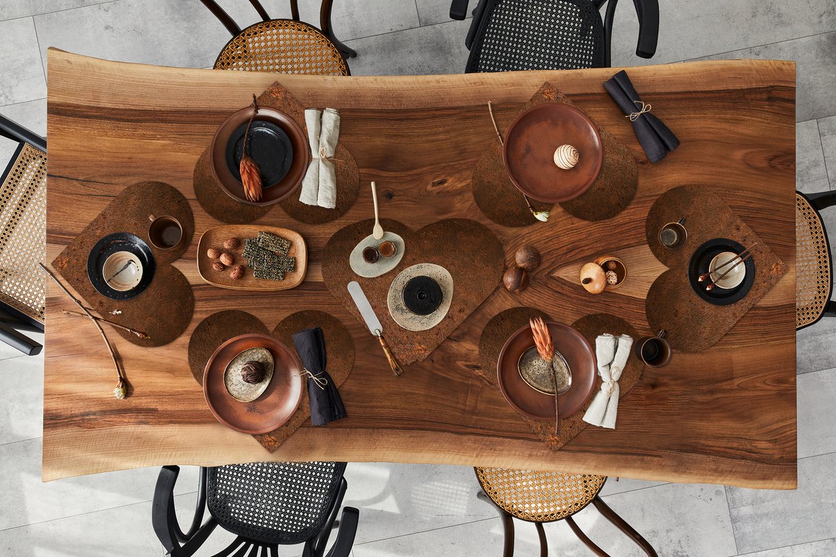 Onderleggers - Placemats - Placemats hartje - Roest print - Oranje - Bruin - 10 stuks