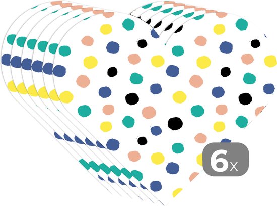 Sets de table - Napperons de table - Napperons de table cœur - Pois - Motifs - Jaune - 6 pièces