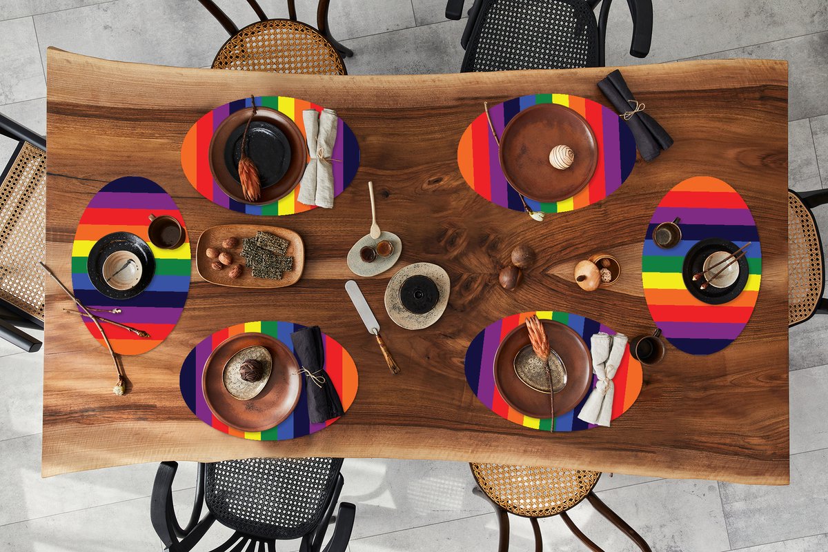 Placemats ovaal - Onderleggers - Ovale placemats - Regenboog - Patronen - Pride - 6 stuks