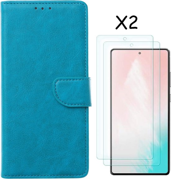 Hoesje Geschikt Voor Samsung Galaxy S20 FE 2022 hoesje bookcase Blauw - Galaxy S20 FE bookcase wallet case portemonnee hoesje - Hoesje Geschikt Voor Samsung Galaxy S20 Fe 2022 screenprotector / 2X tempered glass