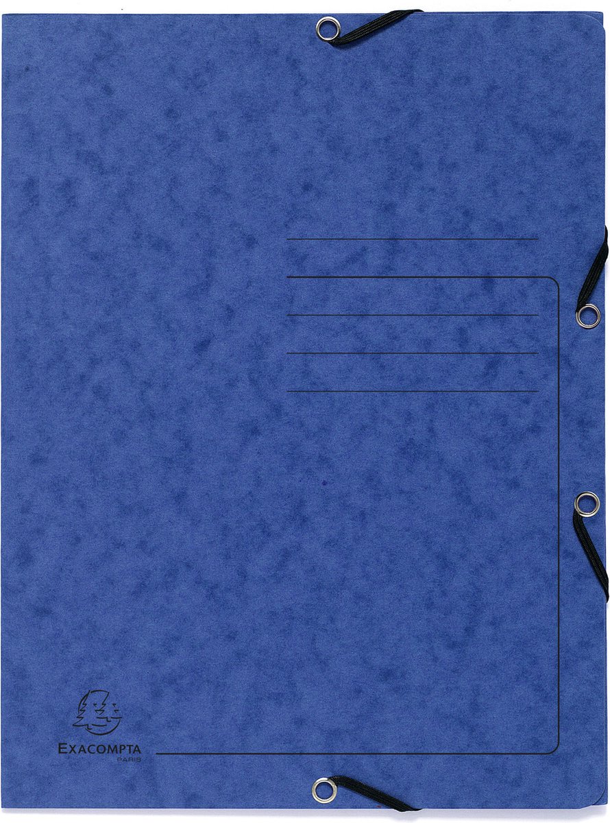 25 x Bedrukte Elastomappen met klep - glanskarton 355g/m2 - A4 - Blauw
