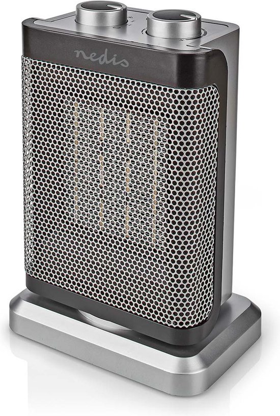 Nedis Keramische PTC-Ventilatorkachel - 1000 / 1500 W - 2 Verwarmingsmodi - Instelbare thermostaat - Draait automatisch - Oververhittingsbeveiliging - Omvalpreventie
