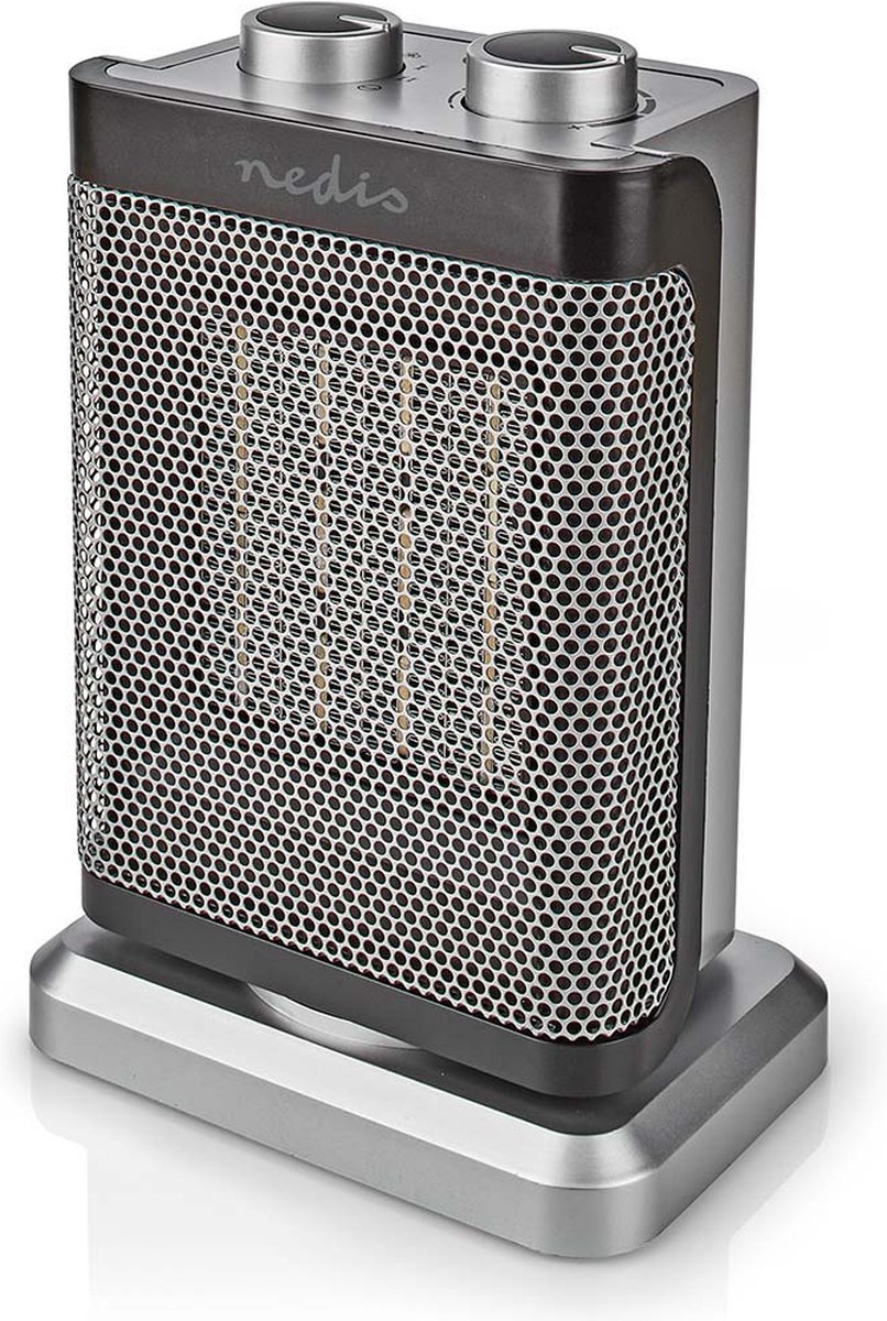 Nedis Keramische PTC-Ventilatorkachel - 1000 / 1500 W - 2 Verwarmingsmodi - Instelbare thermostaat - Draait automatisch - Oververhittingsbeveiliging - Omvalpreventie