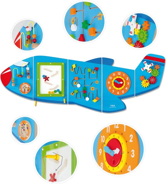 Viga Toys - Houten - Wandspeelbord - Vliegtuig - Lengte 180cm van Viga — afbeelding 2