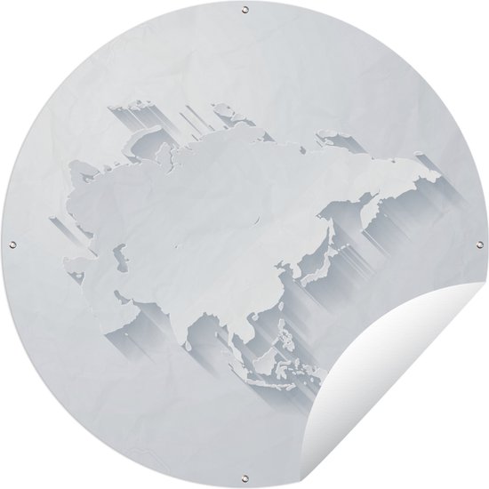 Tuincirkel Kaart van Azië van gesneden papier - Ronde Tuinposter - Buiten