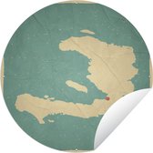 Tuincirkel Illustratie van een kaart van Haïti en Port-au-Prince - 60x60 cm - Ronde Tuinposter - Buiten